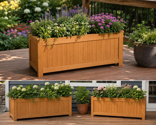 3 in 1 Wood Bench / Storage / Outdoor Raised Garden Bed Planter Box with Open-Ended Base