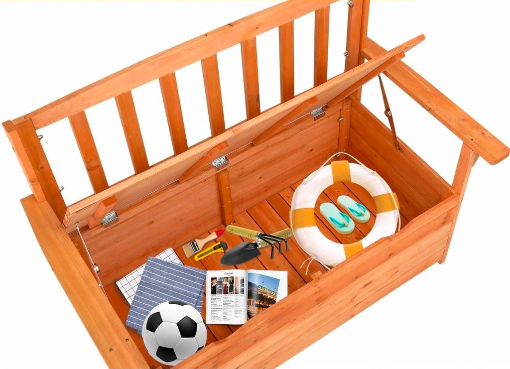Outdoor Wooden Storage Bench – Patio Deck Box + Seating – Assembled