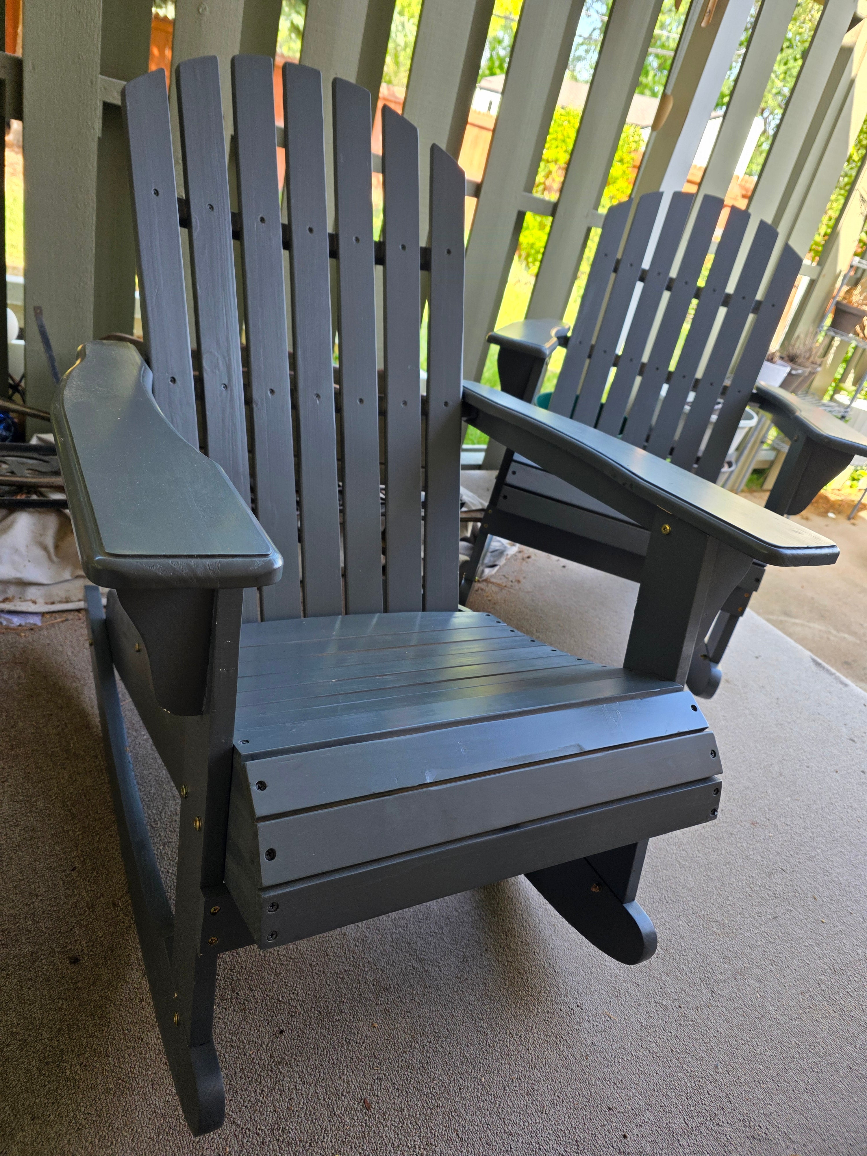 Beautiful Solid Wood Adirondack Rocking Chairs – Comfortable, Sturdy, and Ready for Your Patio