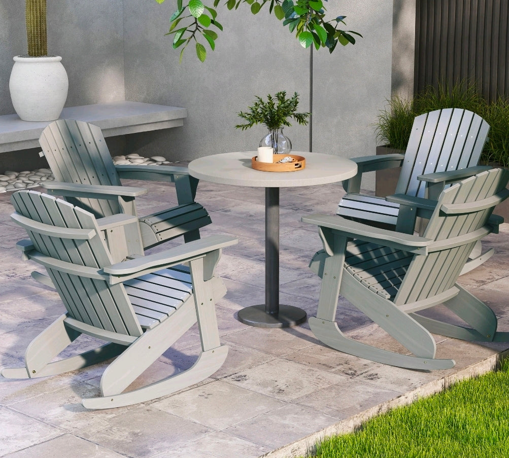 Beautiful Solid Wood Adirondack Rocking Chairs – Comfortable, Sturdy, and Ready for Your Patio
