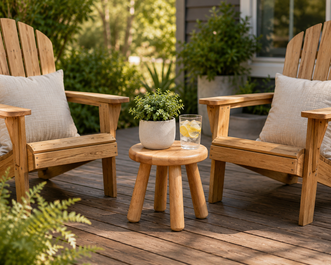 Solid Wood Round Stool | Rustic Side Table | Adirondack Chair Companion | Plant Stand | Foot Rest | Indoor & Outdoor Accent