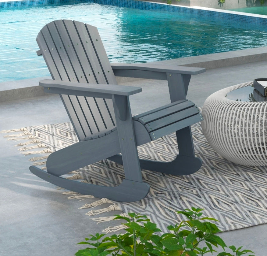 Beautiful Solid Wood Adirondack Rocking Chairs – Comfortable, Sturdy, and Ready for Your Patio